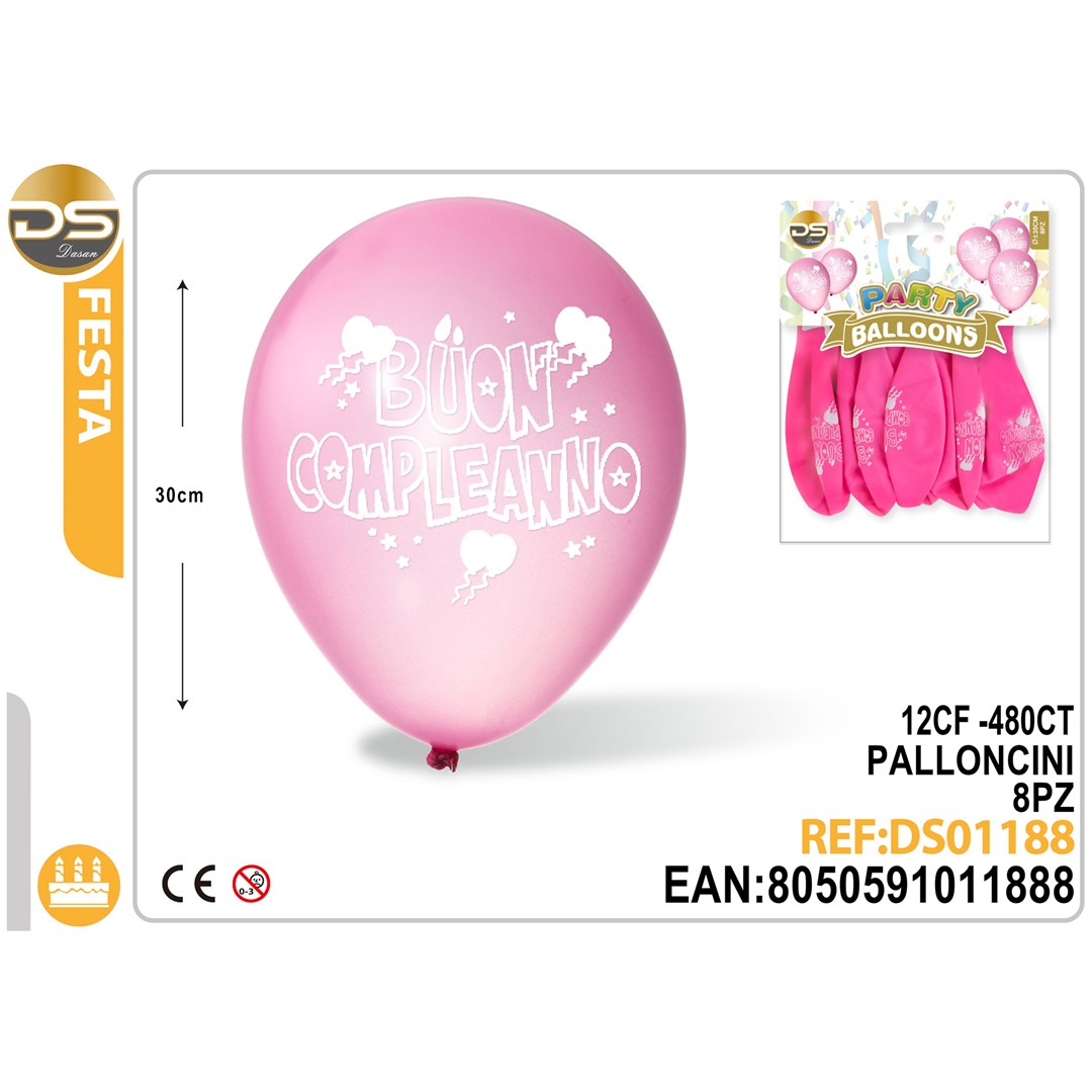 36630 8058617611821 FA0782 palloncini fuxia 8pz 30cm