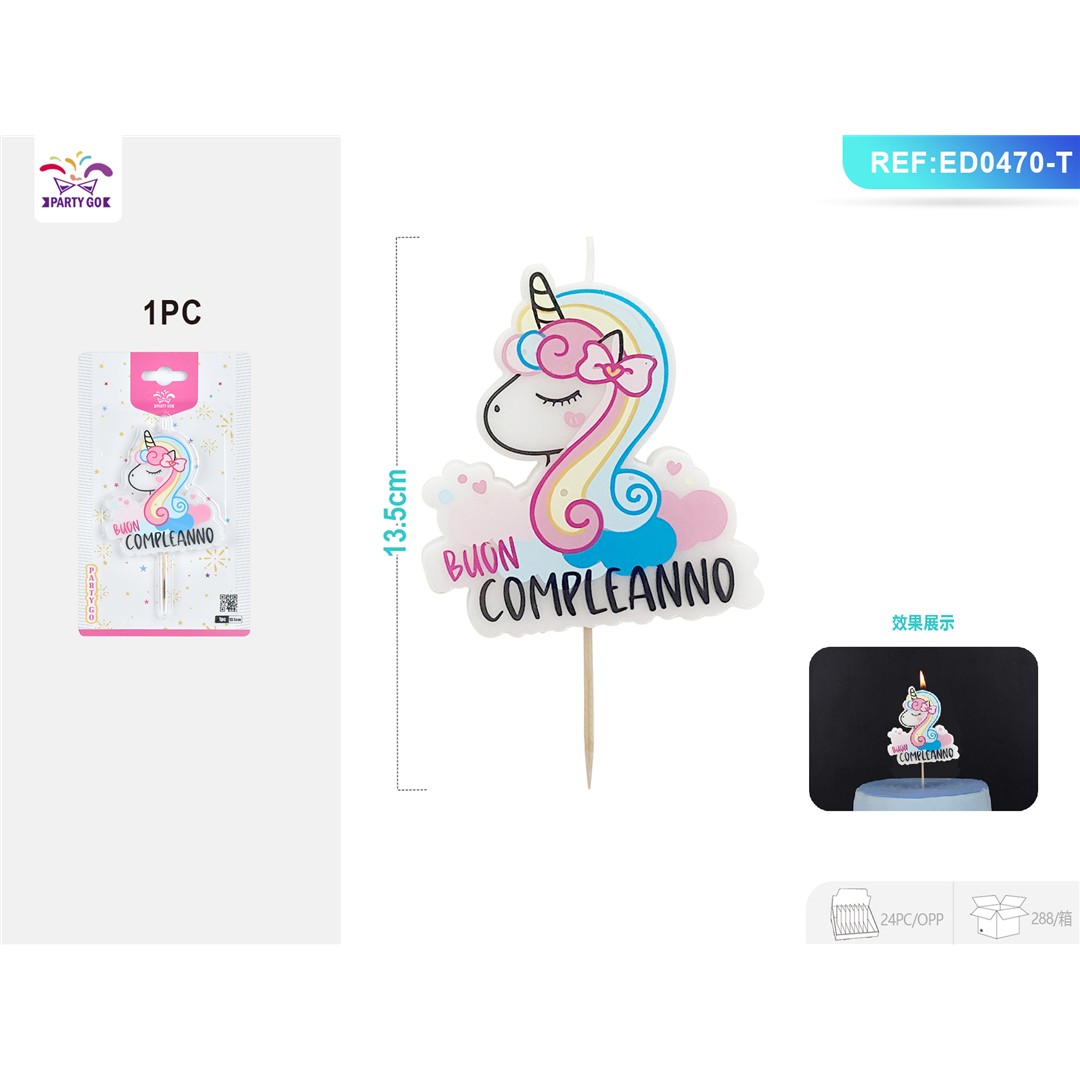 36635 8058617585702 ED0470-T candela buon compleanno unicorno 1pz
