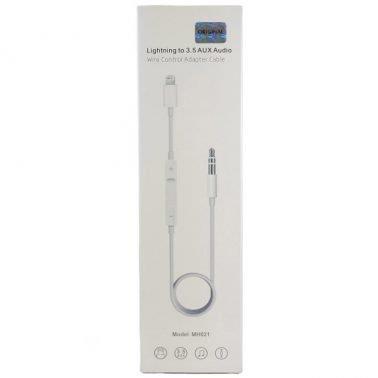 37256 8058588202127 820212 CAVO AUDIO LIGHTNING SPINA - JACK 3,5 100CM 4 POLI COLOR BIANCO CONTROLLO VOLUME E INCORPORATO MICROFONO