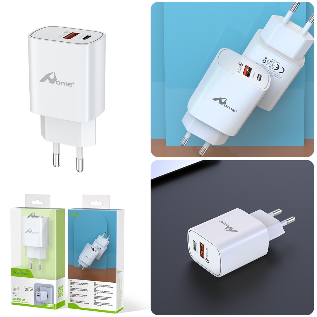 37437 8435644495332 MK-21K18 caricatore per cellulare 220v ingresso pd 20w 3,0a & usb 3.0