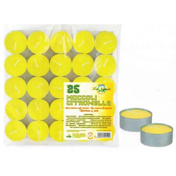 37514 8026871000224 TL25C MOCCOLI 25PZ CANDELE TEA LIGHT FRAGRANZA CITRONELLA