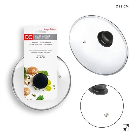 38149 8434581008308 100830 coperchio in vetro foro vapore ø18cm bordo inox