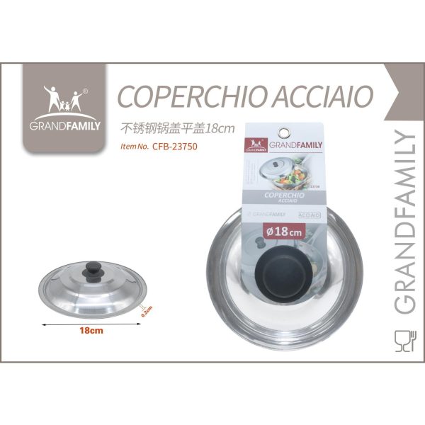 38445 8001688237506 CFB-23750 coperchio per padella e pentola inox ø18cm