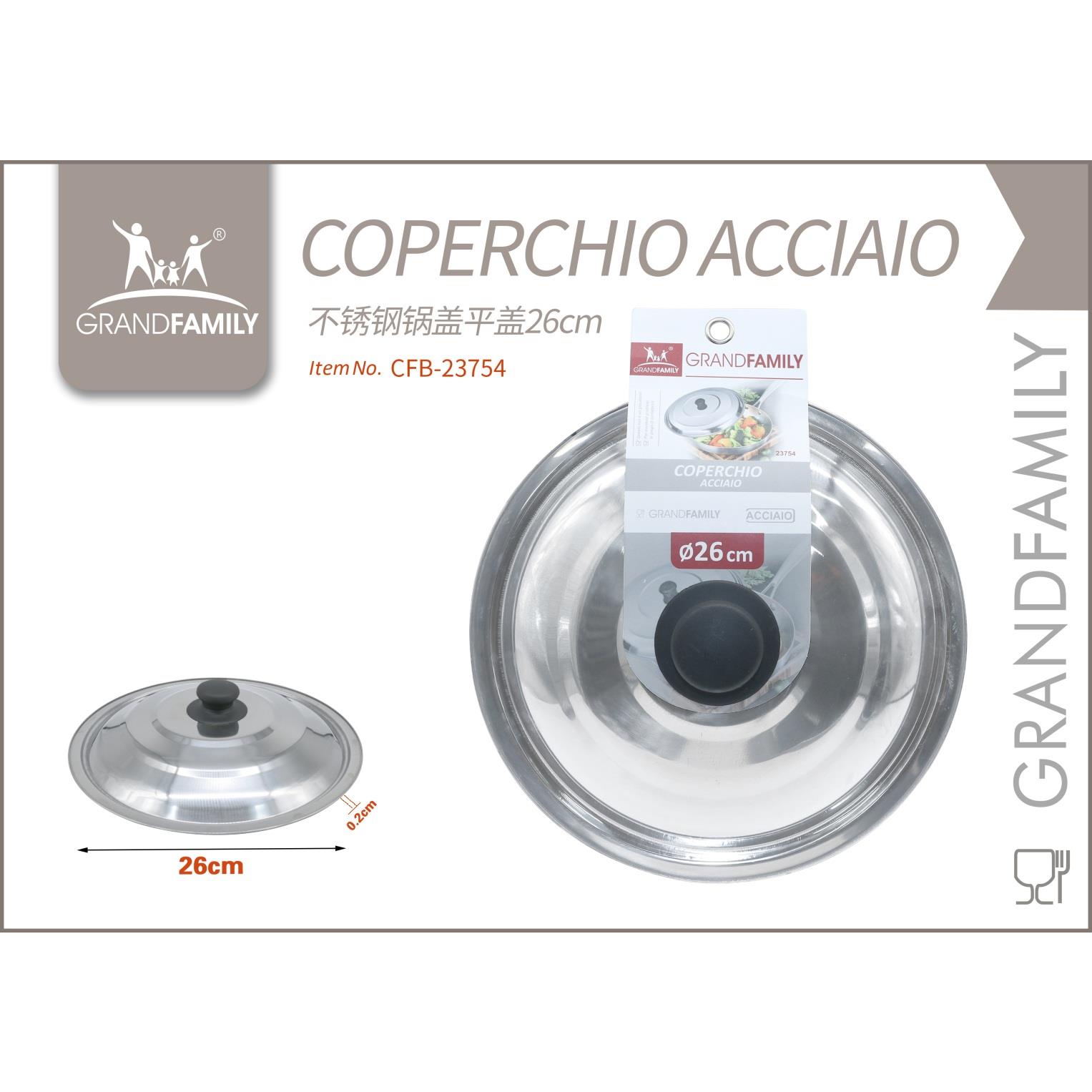38449 8001688237544 CFB-23754 coperchio per padella e pentola inox ø26cm