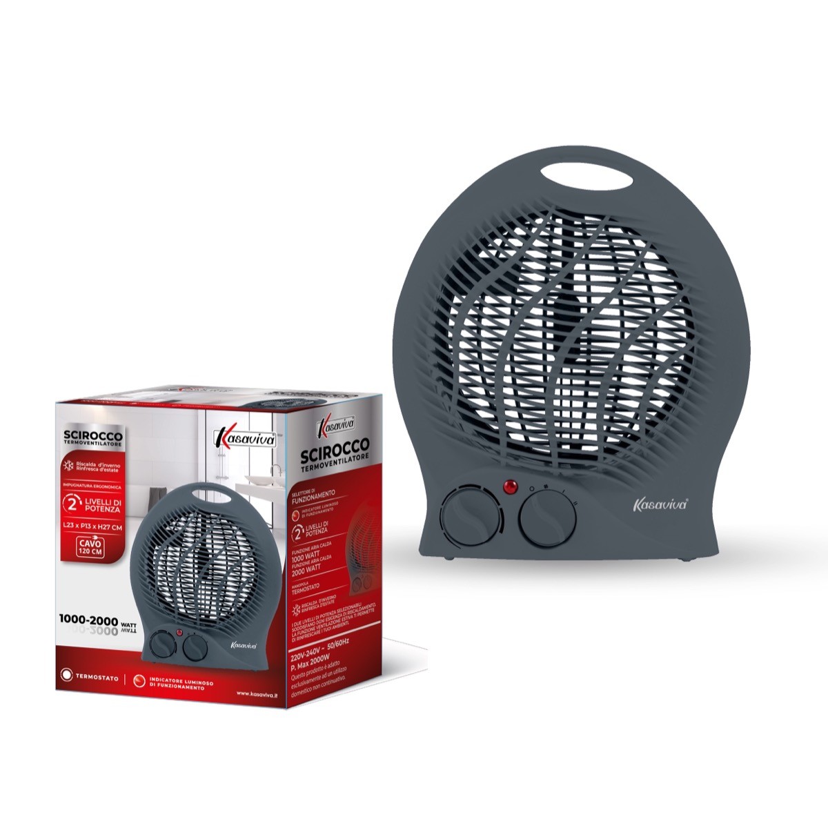38929 8034116456880 1645688 SAIS termoventilatore scirocco grey 2000w