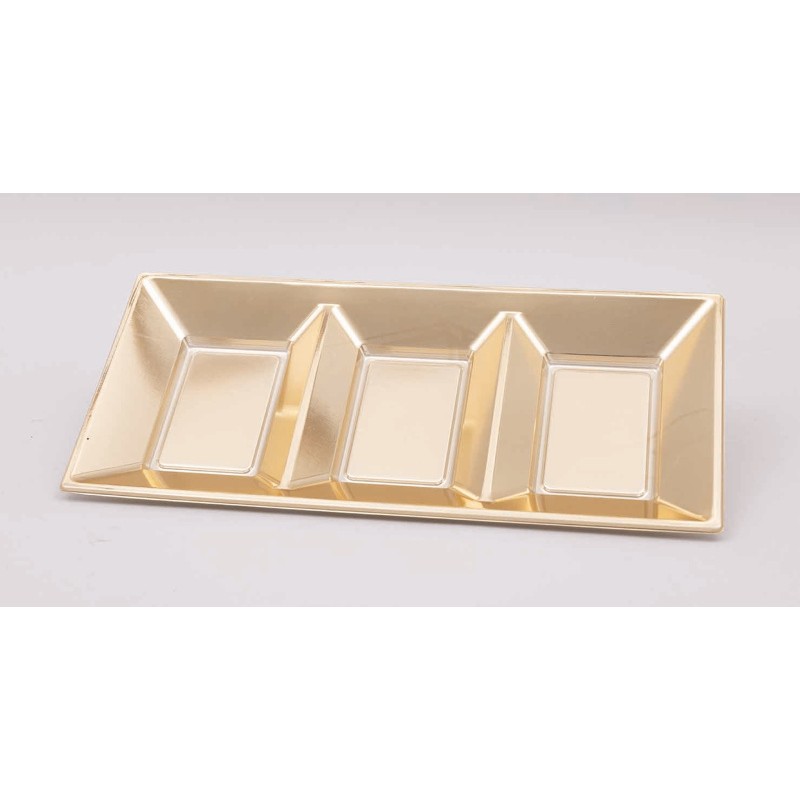 38938 8019959163140 AC-16314 coord. oro vassoio tris in plastica per aperitivo 38x18x2,5cm