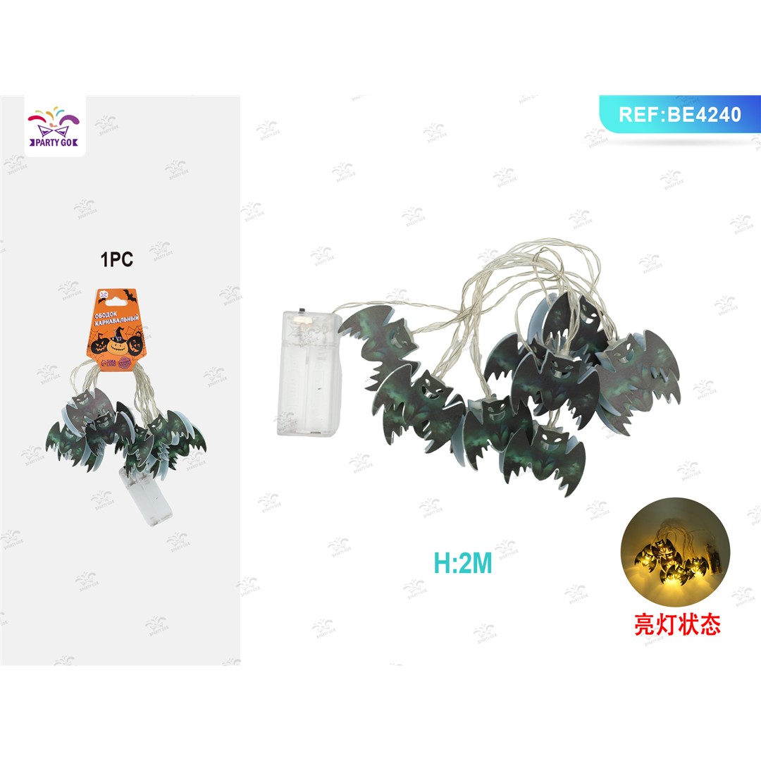 39261 8058617651704 BE4240 halloween ghirlanda luminosa pipistrelli 2m