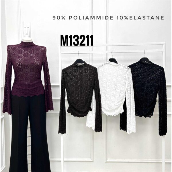 39844 9200000398447 13211 abbigliamento donna maglia collo media in pizzo tg.unica