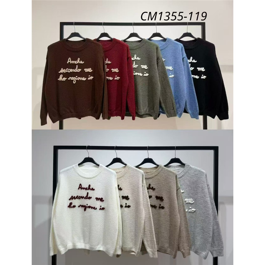 40104 8057910604547 1355-119 abbigliamento donna maglione con scrite tg.unica