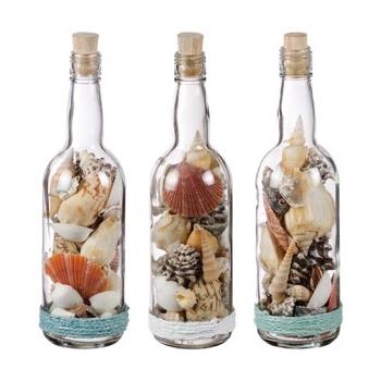 40145 8021785509405 50940 STAR decoro marina bottiglia di vetro con conchiglie ø8x29cm