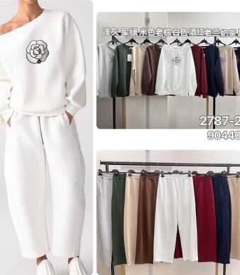 40189 9200000401895 2787-2 abbigliamento donna felpa girocollo e pantaloni completo in tuta tg.unica