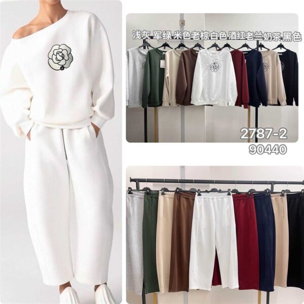 40189 9200000401895 2787-2 abbigliamento donna felpa girocollo e pantaloni completo in tuta tg.unica