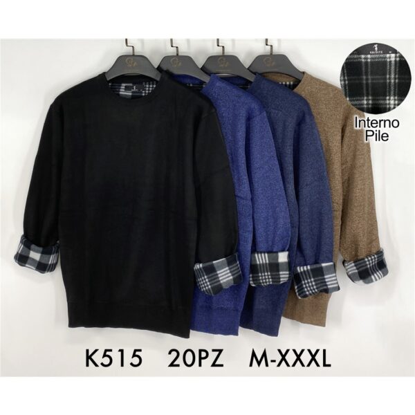 40392 8300459010615 K-515 abbigliamento uomo maglione in pile girocollo size:m-xxxl