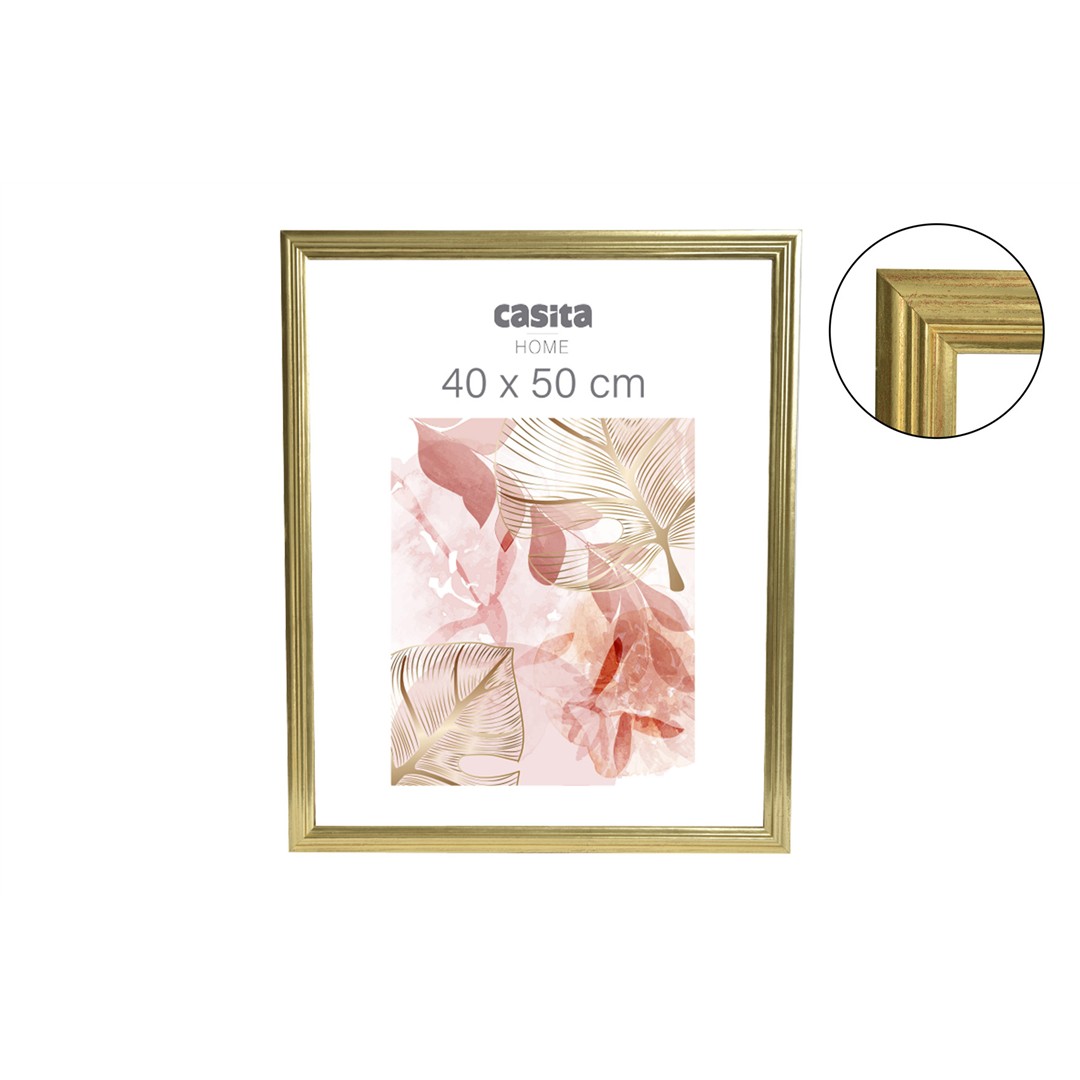 40684 3120370735818 73581 CP cornice per foto in vetro bordo effetto cromo oro 40x50cm