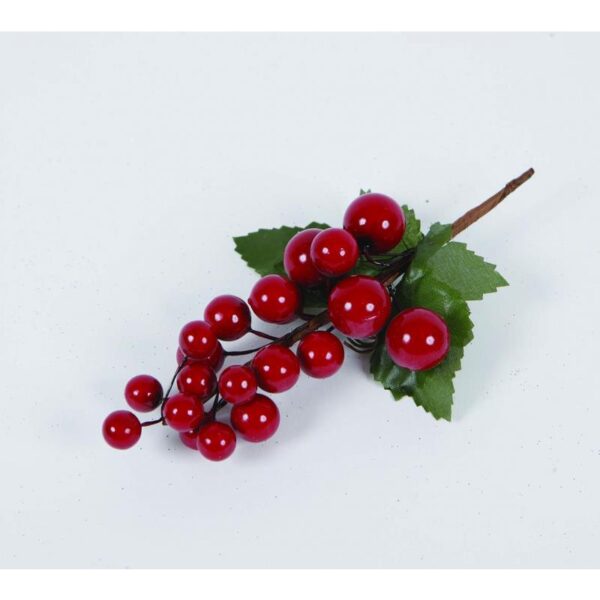 41284 8019959463073 AP-46307 ADDOBBO FIORE NATALIZIO RAMETTO 15CM BACCHE ROSSE