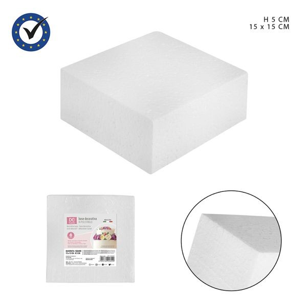 41831 8055769928029 CU992802 base torta quadra polistirolo 15x15xh5cm