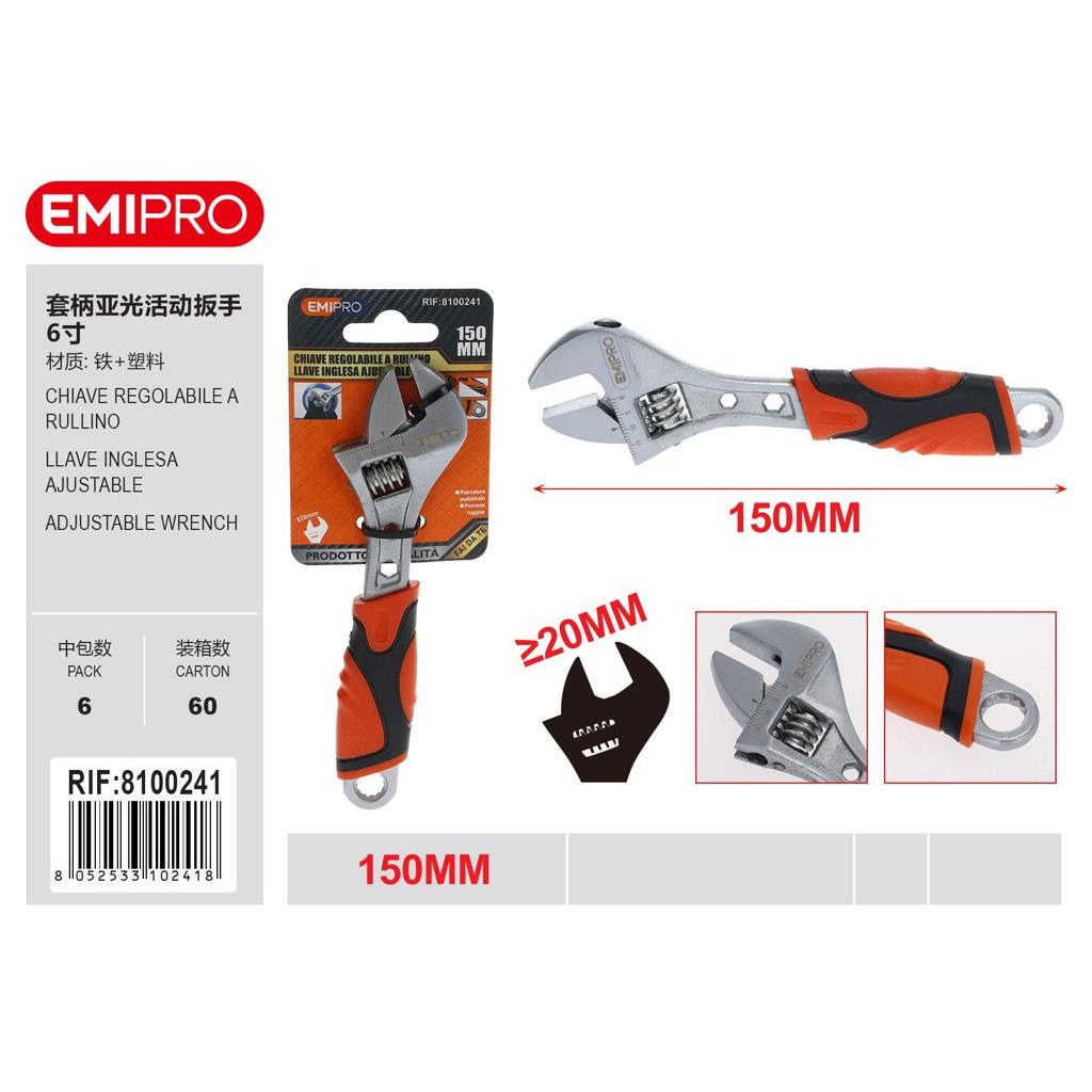 42366 8052533102418 8100241 EMI CHIAVE REGOLABILE A RULLINO 150MM