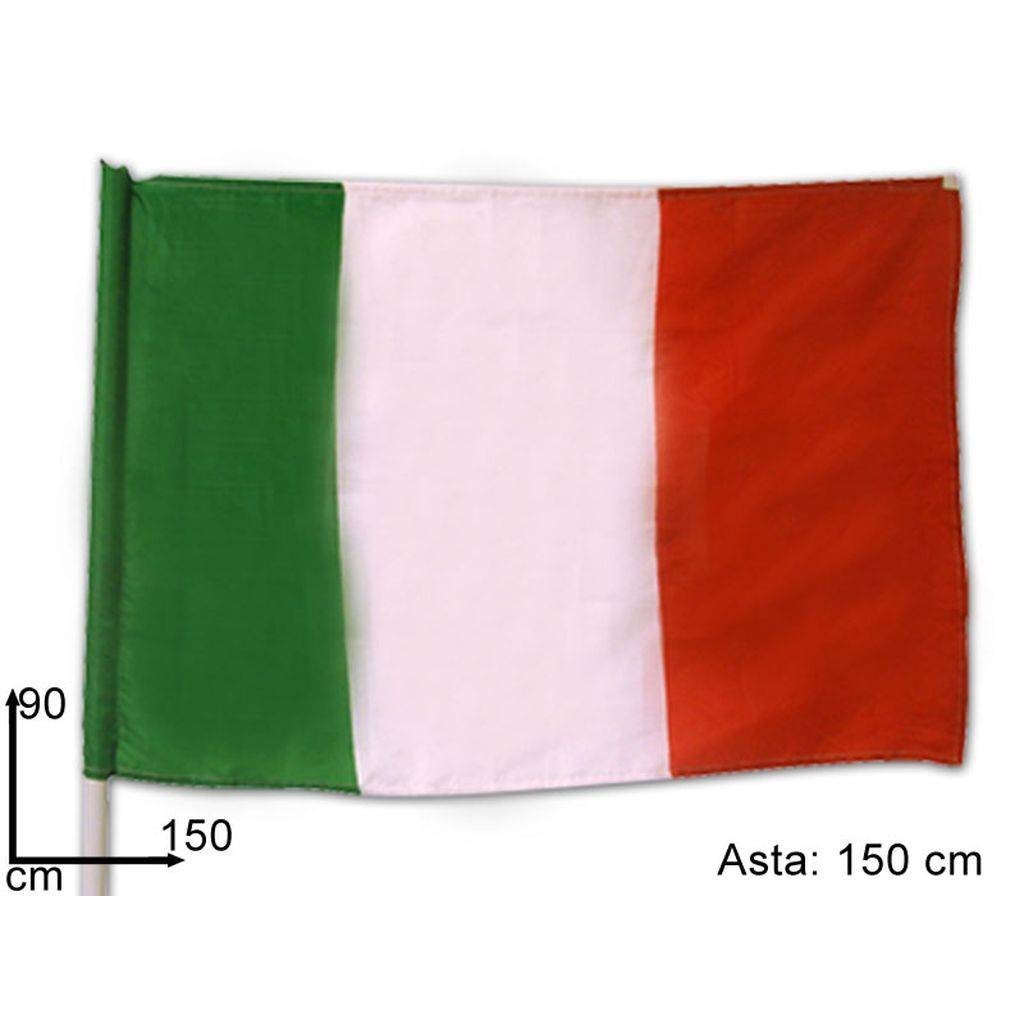 42557 8027501382543 DEV09001421 bandiera italia con asta cm.90x150 cmmod.b sf2099
