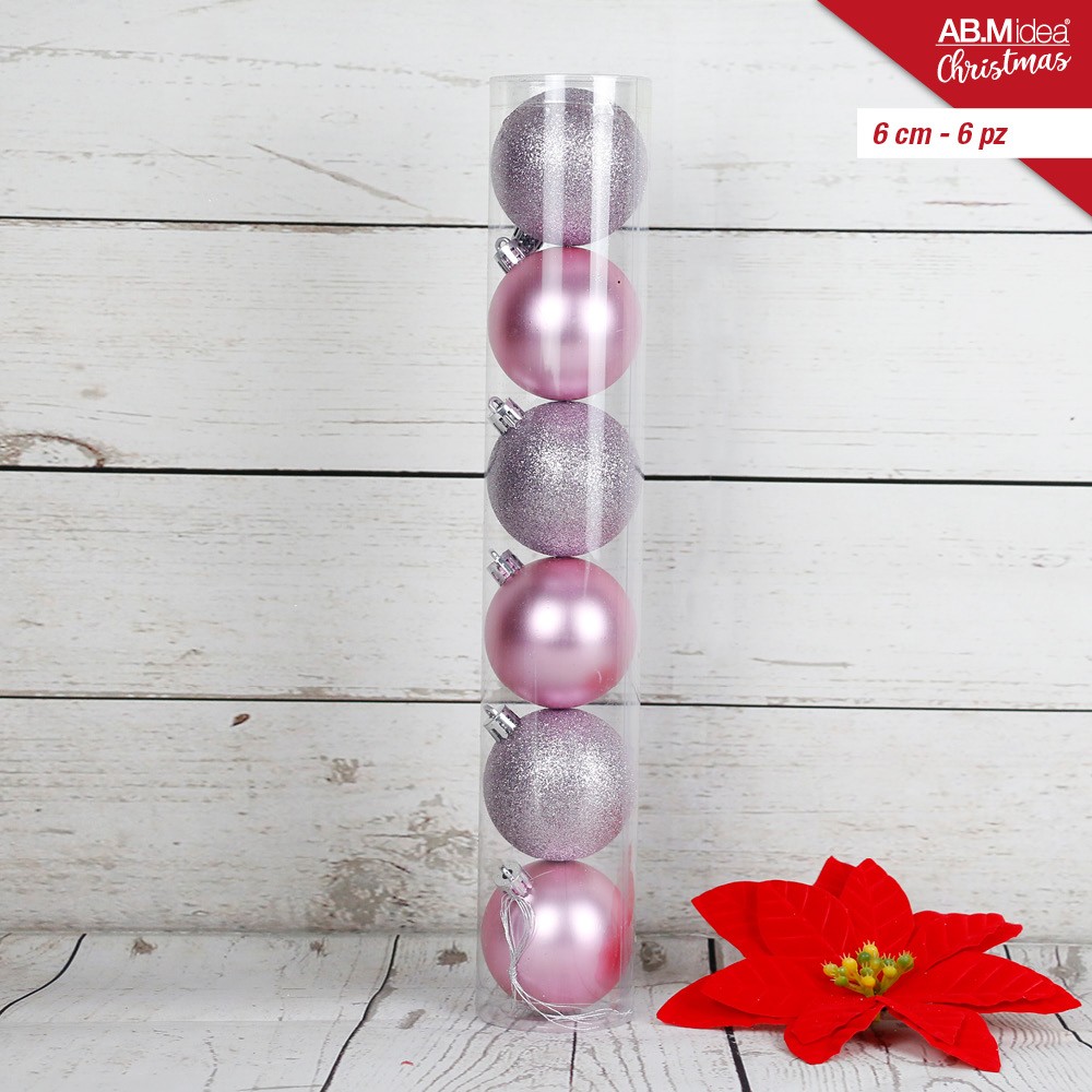 42634 8053144072589 HX24N01930 palline di natale in tubo ø60mm 6 sfere rosa