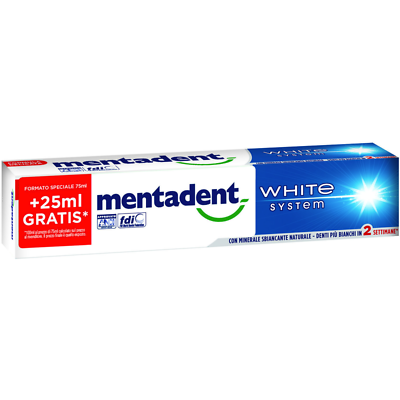 42795 8000630735350 8000630735350 DENTI MENTADENT 75ML 25ML WHITE SYSTEM