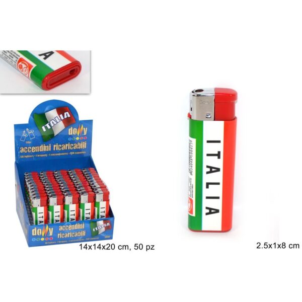 42823 8034048100417 *IR002687 accendino fiamma regolabile e ricaricabile bandiera italia