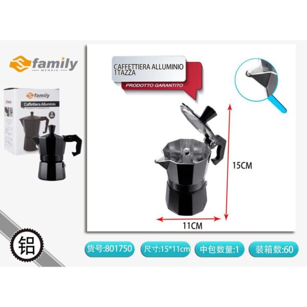 42940 8050238017501 801750 MI CAFFETTIERA IN ALLUMINIO NERA 2TZ