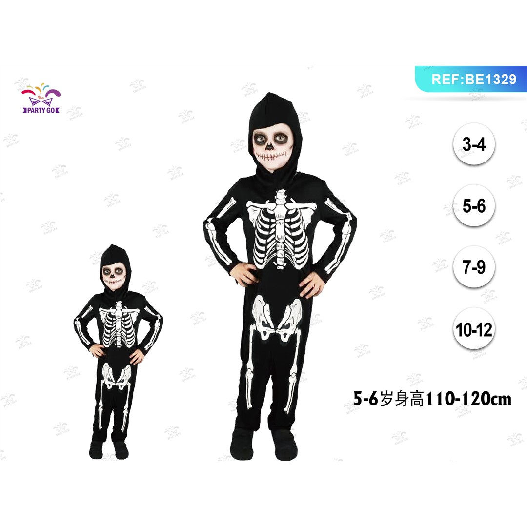42965 8058617863299 BE1329 halloween costume unisex bambini scheletro tg.5-6 anni