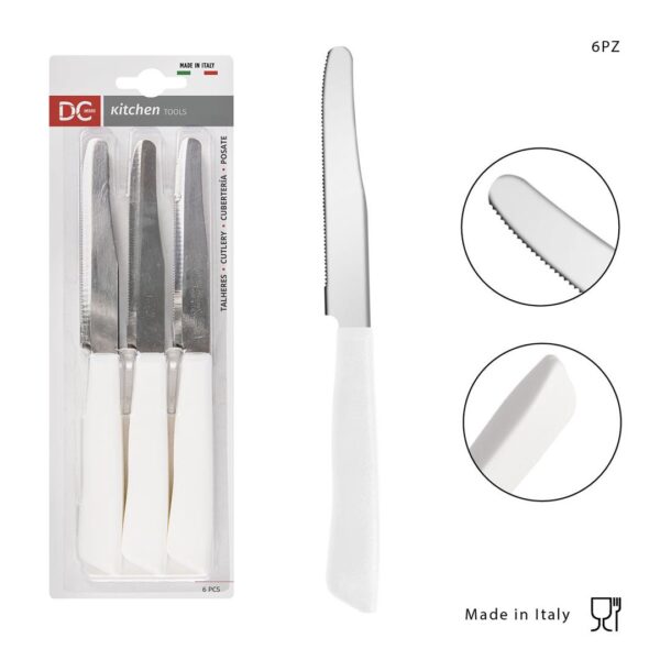 43097 8057829403651 0137146 DC SET 6 COLTELLI TAVOLA PUNTA TONDA 11CM BIANCO