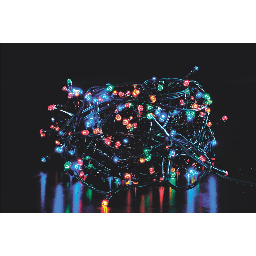 43863 8021785846531 84653 STAR catena luci di natale energia solare 240 led cavo verde 11,95m con cavo 3m collettore multicolor