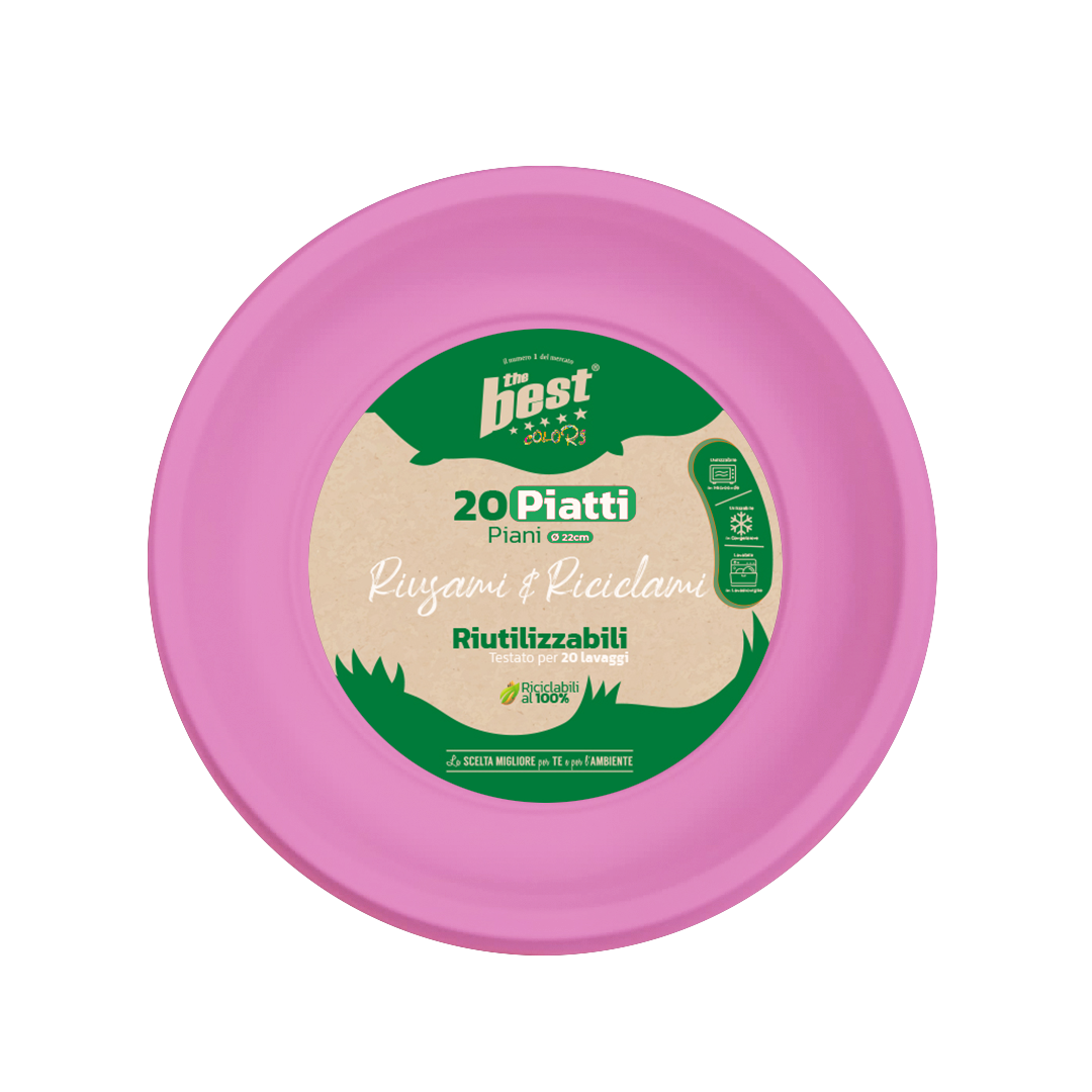 46010 8053670580619 BEST 113/10 coord. rosa piatti riciclabili piani 20pz ø22cm