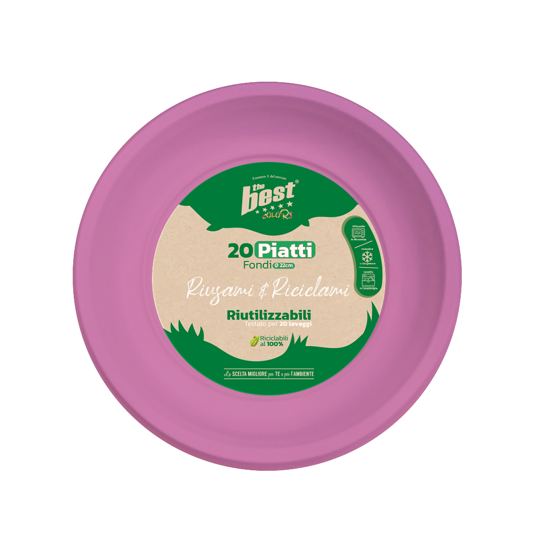 46294 8053670581012 BEST 126/8 coord. fucsia piatti riciclabili fondi 20pz ø22cm