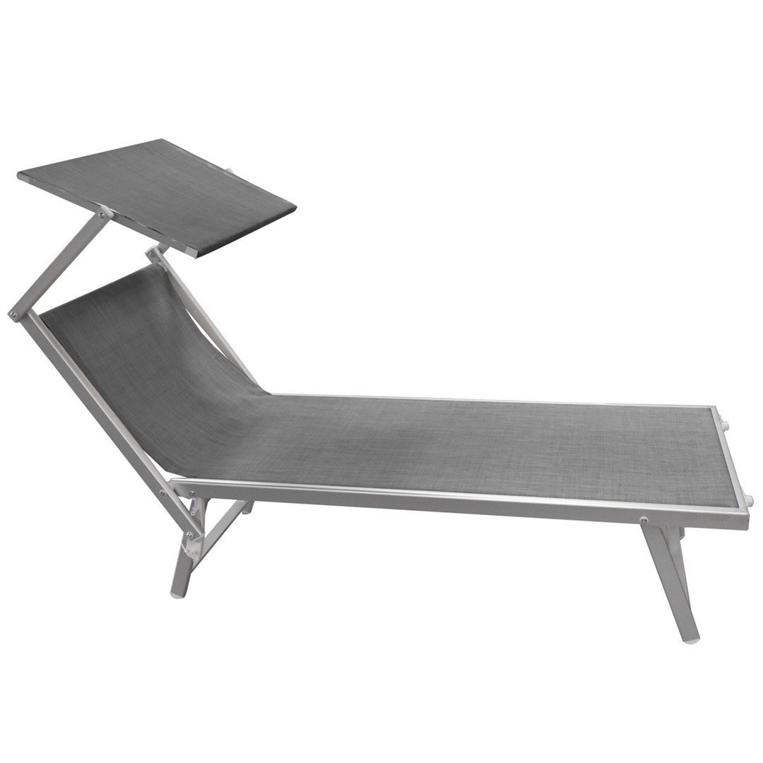 46591 8034116461266 1616126 SAIS lettino piscina alluminio con parasole grigio