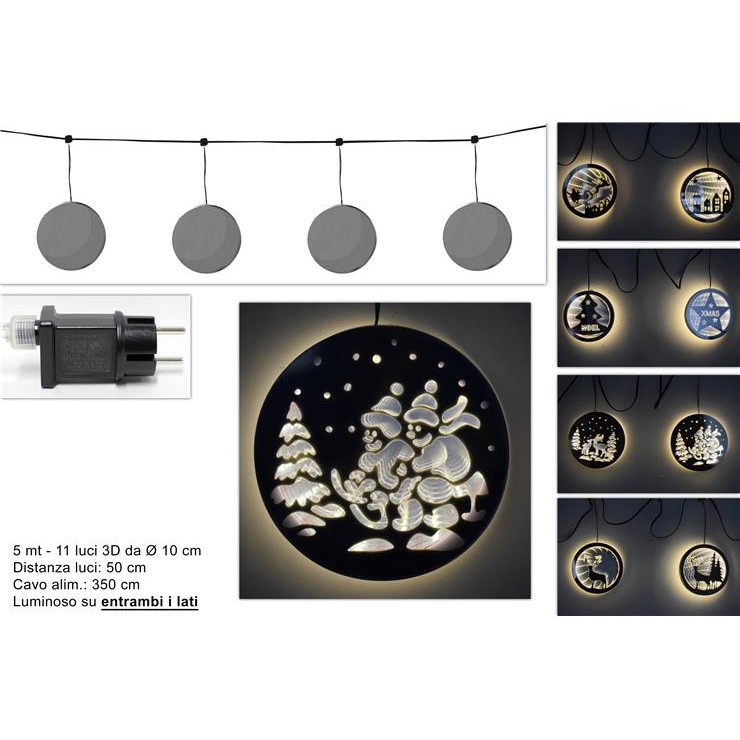 47094 8053482142531 CA013286 luci di natale a led effetto 3d a specchio sui due latiin fibra ottica da interno cavo verde 500cm 3,5m
