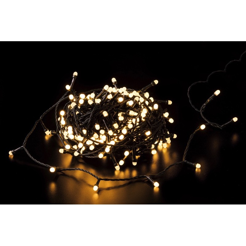 47294 8021785706071 70607 STAR catena luci di natale da esterno 100 led max cavo nero 5m spina ip44 cavo 5m 8 giochi bianco