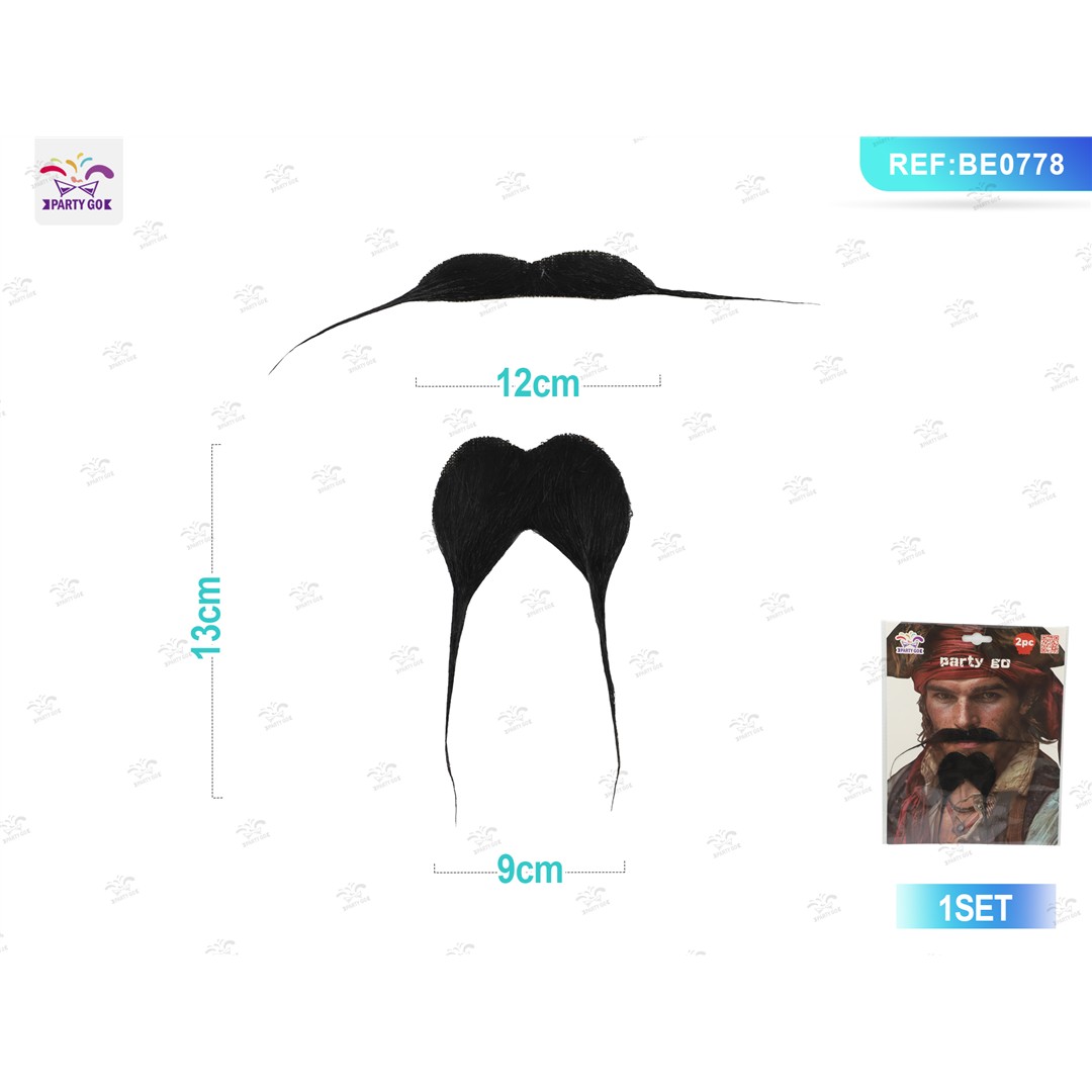 47714 8058617850787 BE0778 set 2pz barba e baffi adesivi da pirata