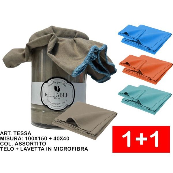 rbs47811f.jpg 47811 8000000176059 TESSA telo multiuso microfibra 100x150cm lavetta 40x40cm