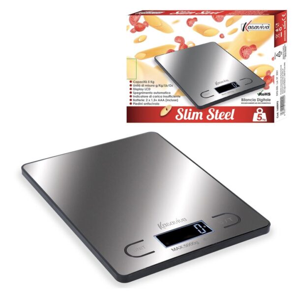 47882 8034116000922 1600092 SAIS BILANCIA DIGITALE 5KG SLIM STEEL