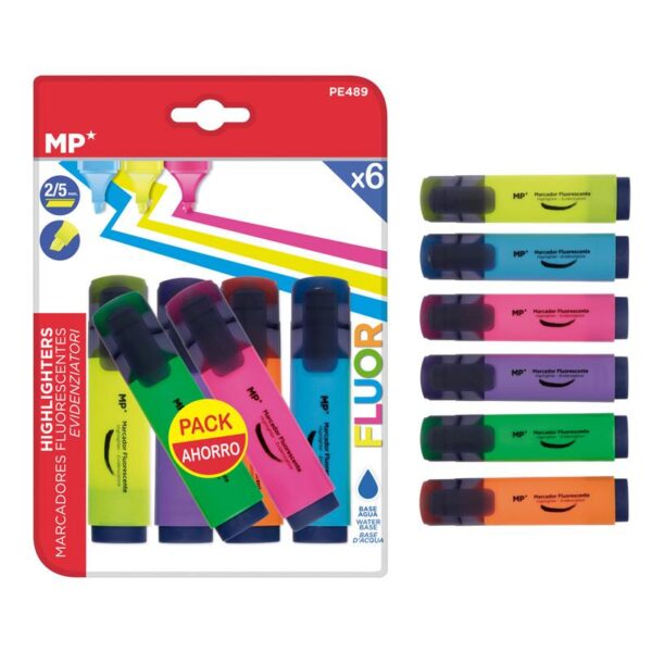 47915 8435250993406 PE489 SET 6 EVIDENZIATORI FLUO