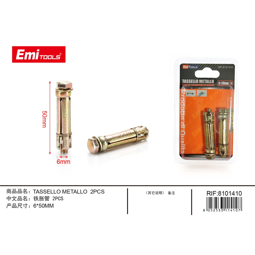48066 8052533114107 8101410 EMI tassello in metallo 2pz mm.6 x 50