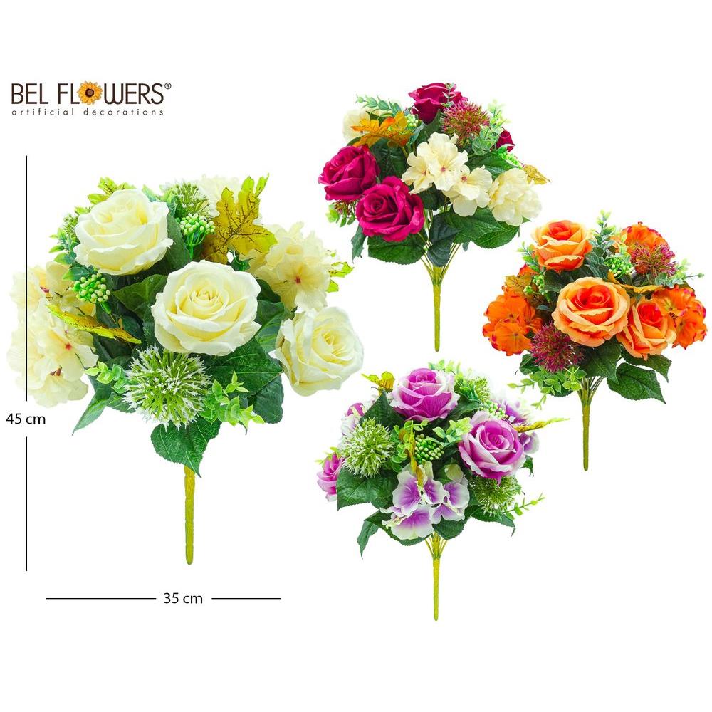 48232 8056248027301 BFZ059-02730 FIORE MAZZO H45Ø35CM MEDIO ROSE/ORTENSE/ASTER