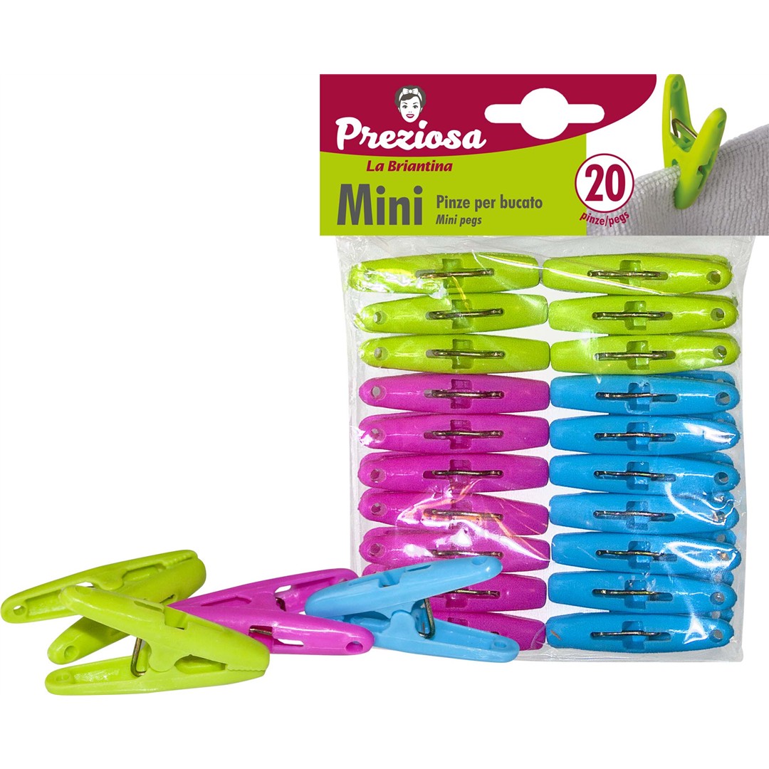 49610 8000061034817 PIN03481A mollette per bucato 20 pz mini plastica ass.