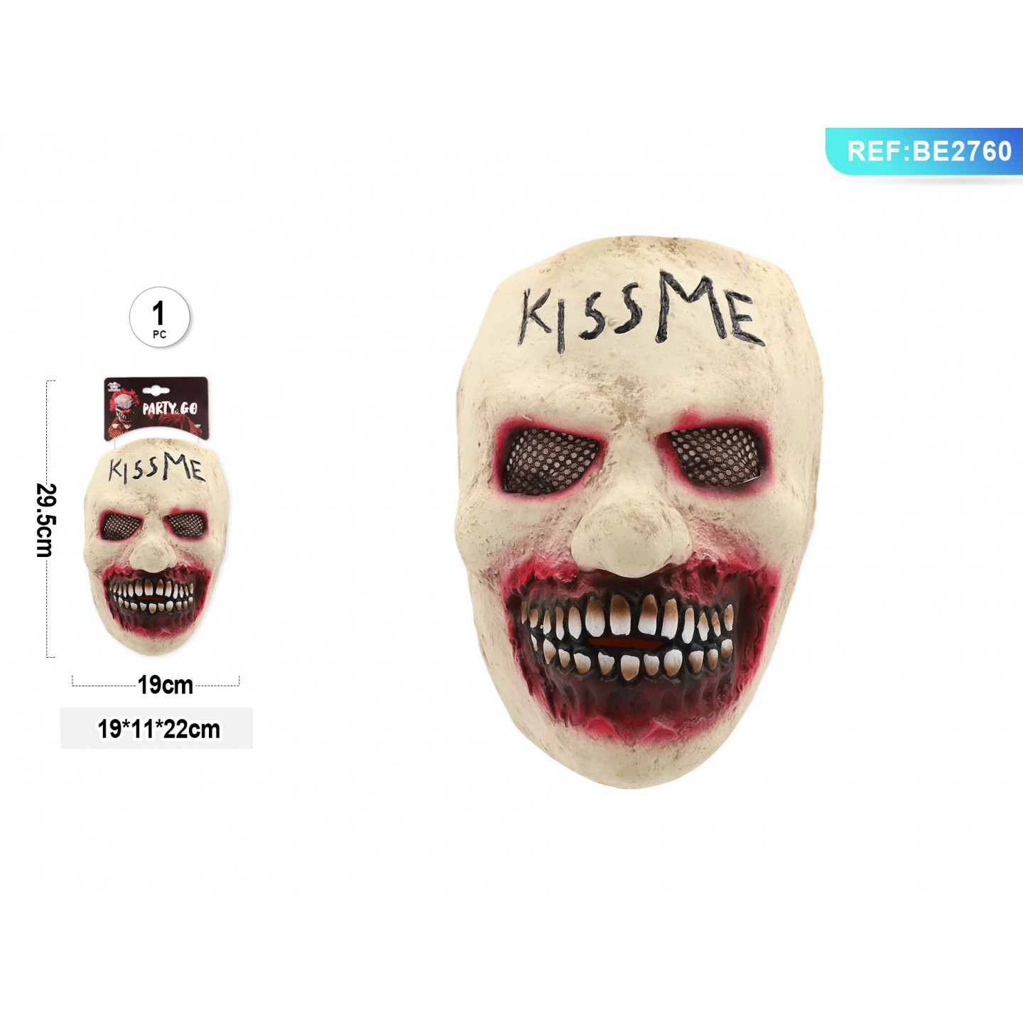 49872 8058617981306 BE2760 halloween maschera in lattice kiss me