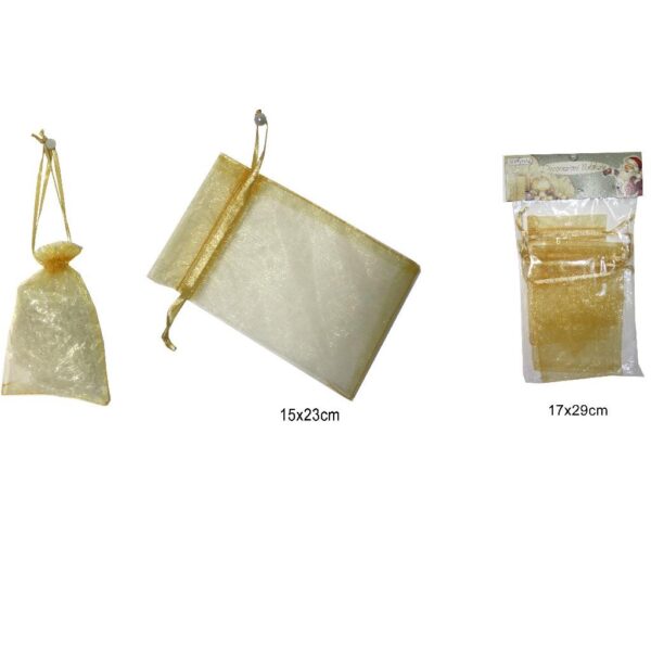 50023 8033113410116 FR000111 SET 3 SACCHETT1 ORGANZA ORO CM.15 X 23