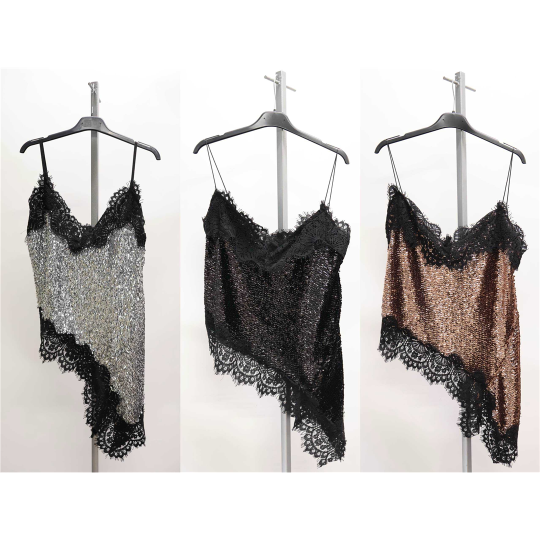 5006 9200000050062 868050658 abbigliamento donna canottiera in paillettes con pizzo tg.unica