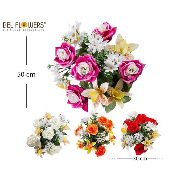 50114 8050260059210 BFLU027-05921 FIORE MAZZO BUSH GRANDE H53XØ30CM DAISY/ORCHIDEE/ROSE
