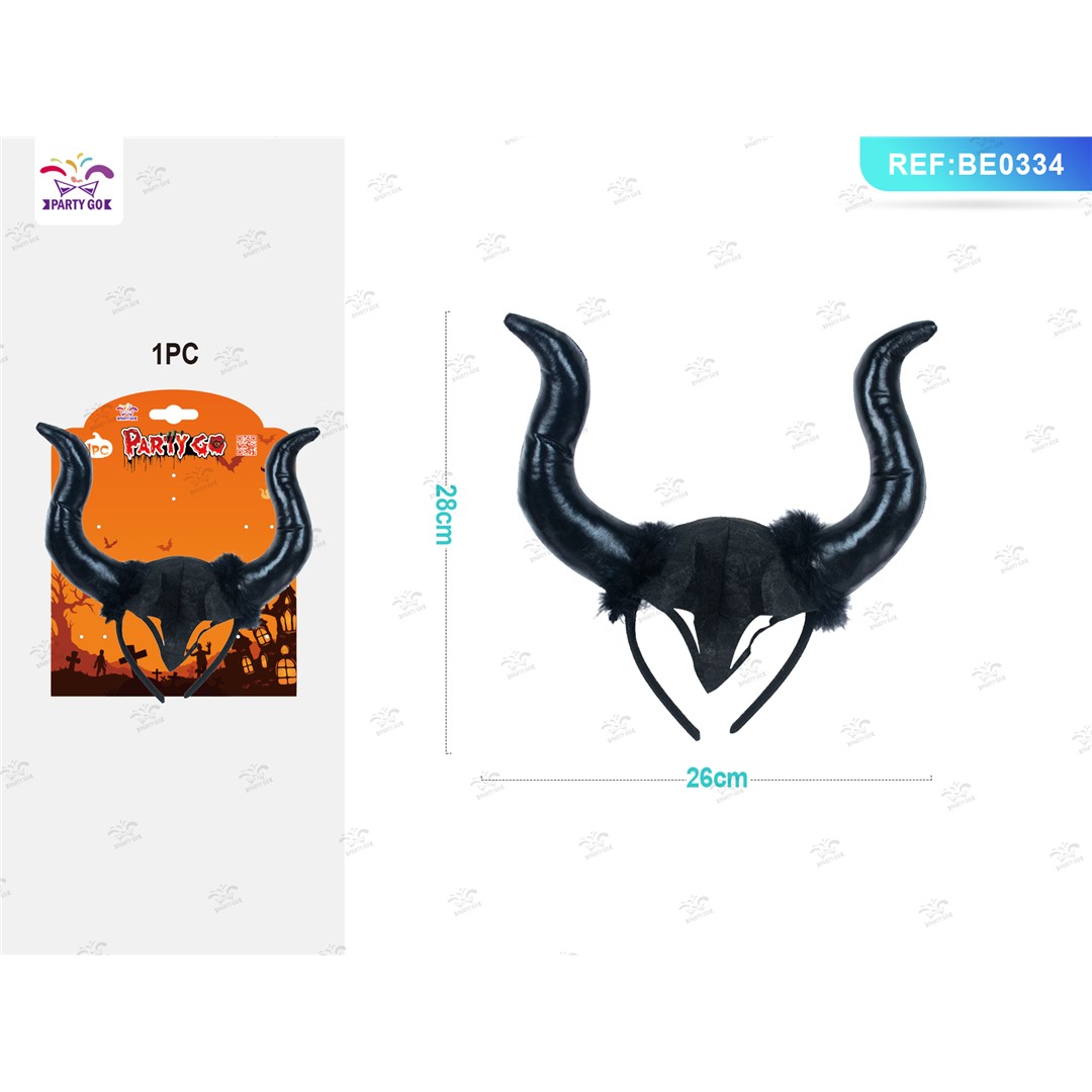 50893 8058617846346 BE0334 halloween frontino con corna in pelle nere