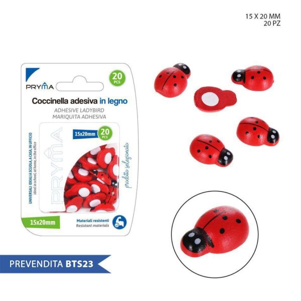 50982 8055769153322 FS-1050764 COCCINELLA ADESIVA IN LEGNO 20MM 20PZ