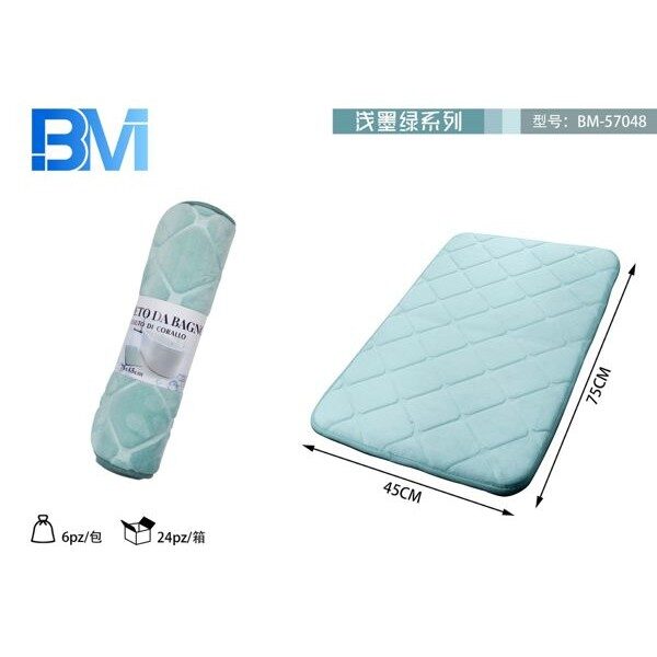 51652 8054144570488 BM-57048 tappeto bagno in memory decoro corallo verde