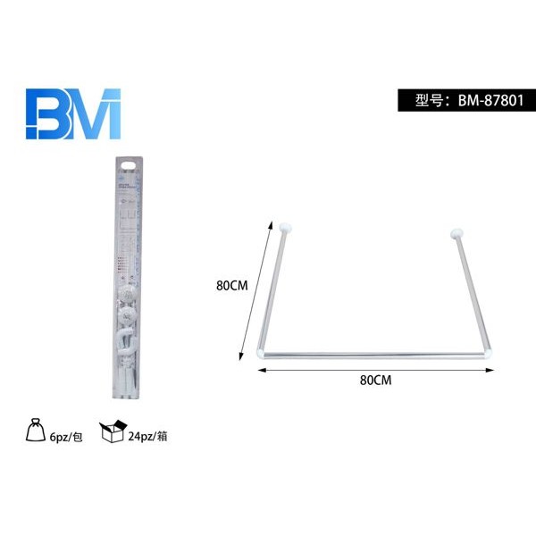 52943 8050714878015 BM-87801 bastone per tende da doccia a u cm.80x80x80
