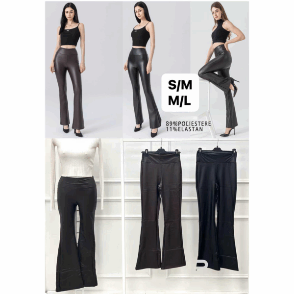 5328 9200000053285 ZP180005 abbigliamento donna pantaloni di ecopelle a zampa size:s/m-m/l